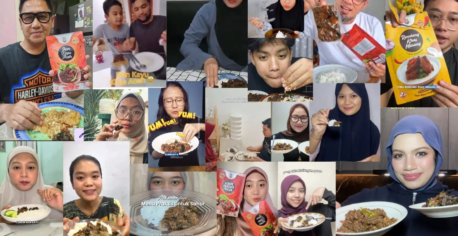 Kolase kreator konten yang mereview produk makanan Dapur Mami Kikas